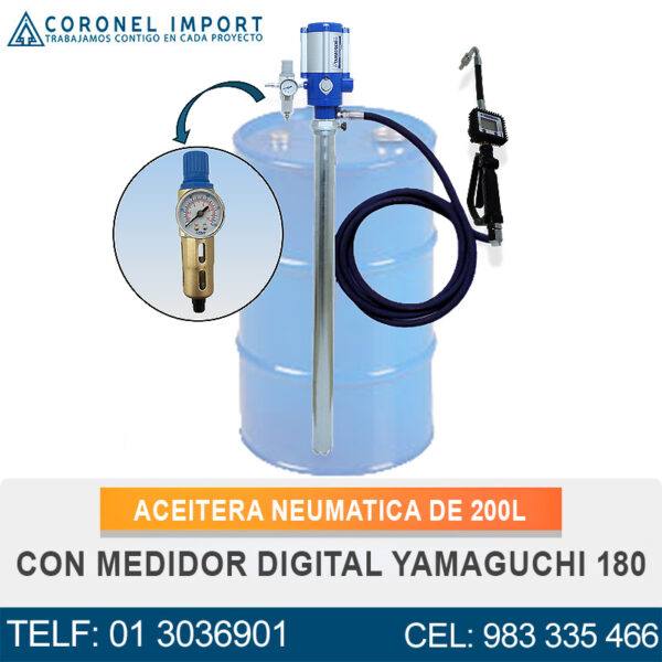 ACEITERA NEUMATICA DE 200L CON MEDIDOR DIGITAL YAMAGUCHI 180