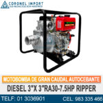 MOTOBOMBA DE GRAN CAUDAL AUTOCEBANTE DIESEL 3"X 3″RA30-7.5HP RIPPER