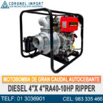 MOTOBOMBA DE GRAN CAUDAL AUTOCEBANTE DIESEL 4"X 4″RA40-10HP RIPPER