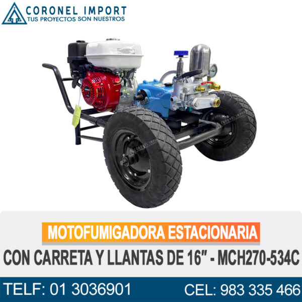 MCH270-534C MOTOFUMIGADORA ESTACIONARIA CON CARRETA Y LLANTAS DE 16″