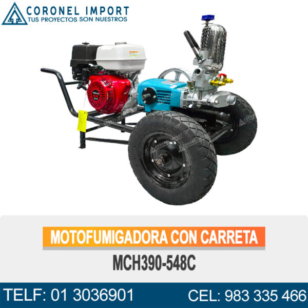 MCH390-548C MOTOFUMIGADORA ESTACIONARIA CON CARRETA Y LLANTAS DE 16″