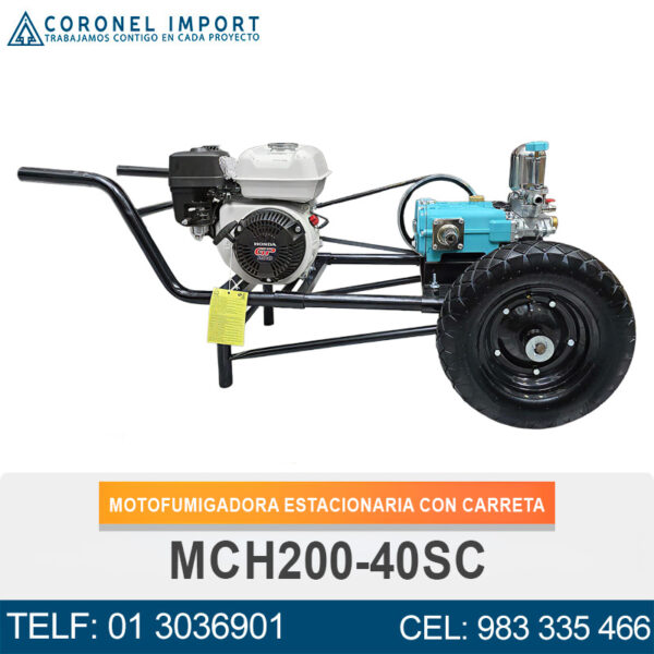 MCH200-40SC MOTOFUMIGADORA ESTACIONARIA CON CARRETA Y LLANTAS DE 16″